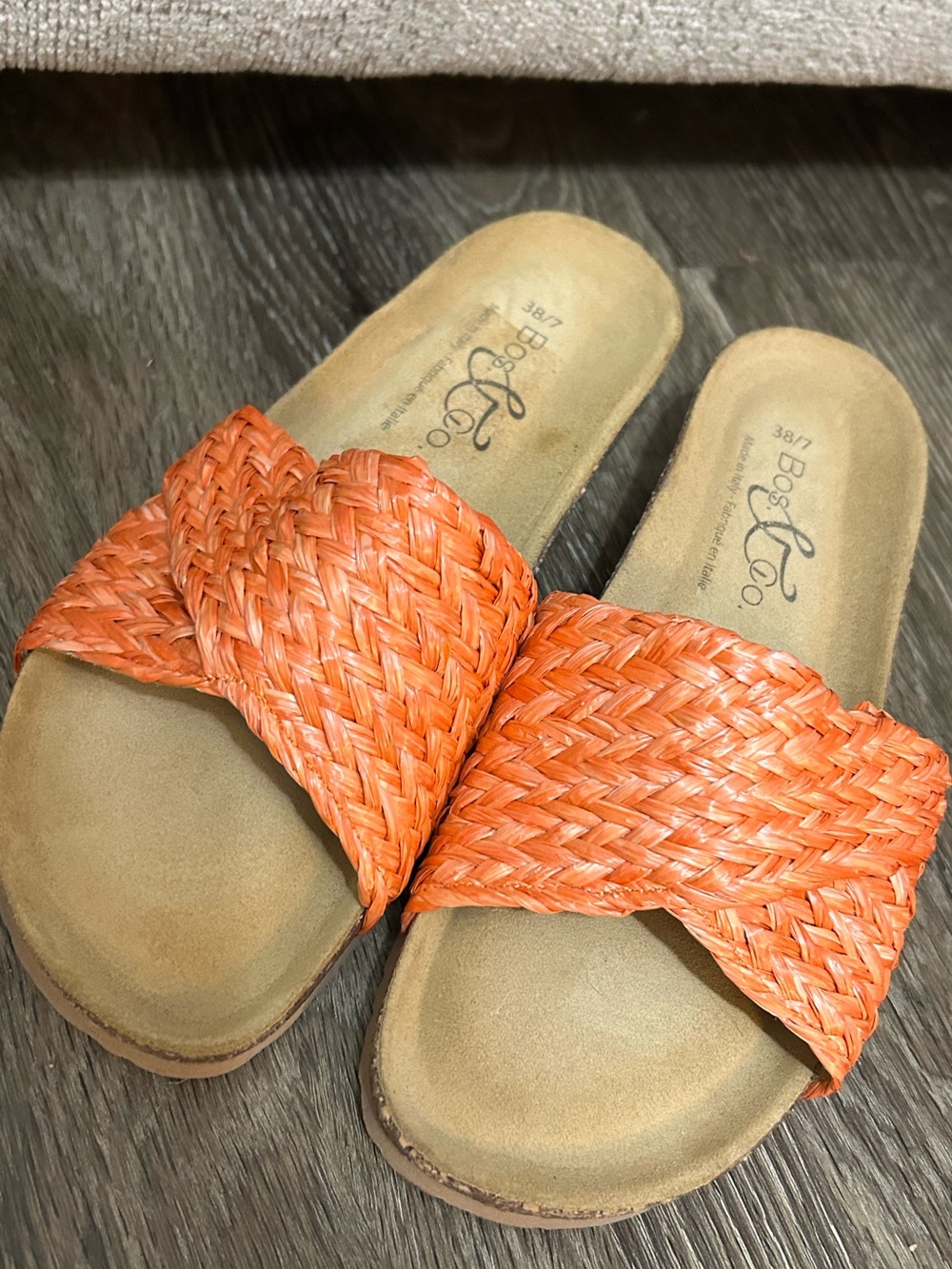 Bos. & Co. Orange Woven Slide Sandals Size 7 Women’s Boho